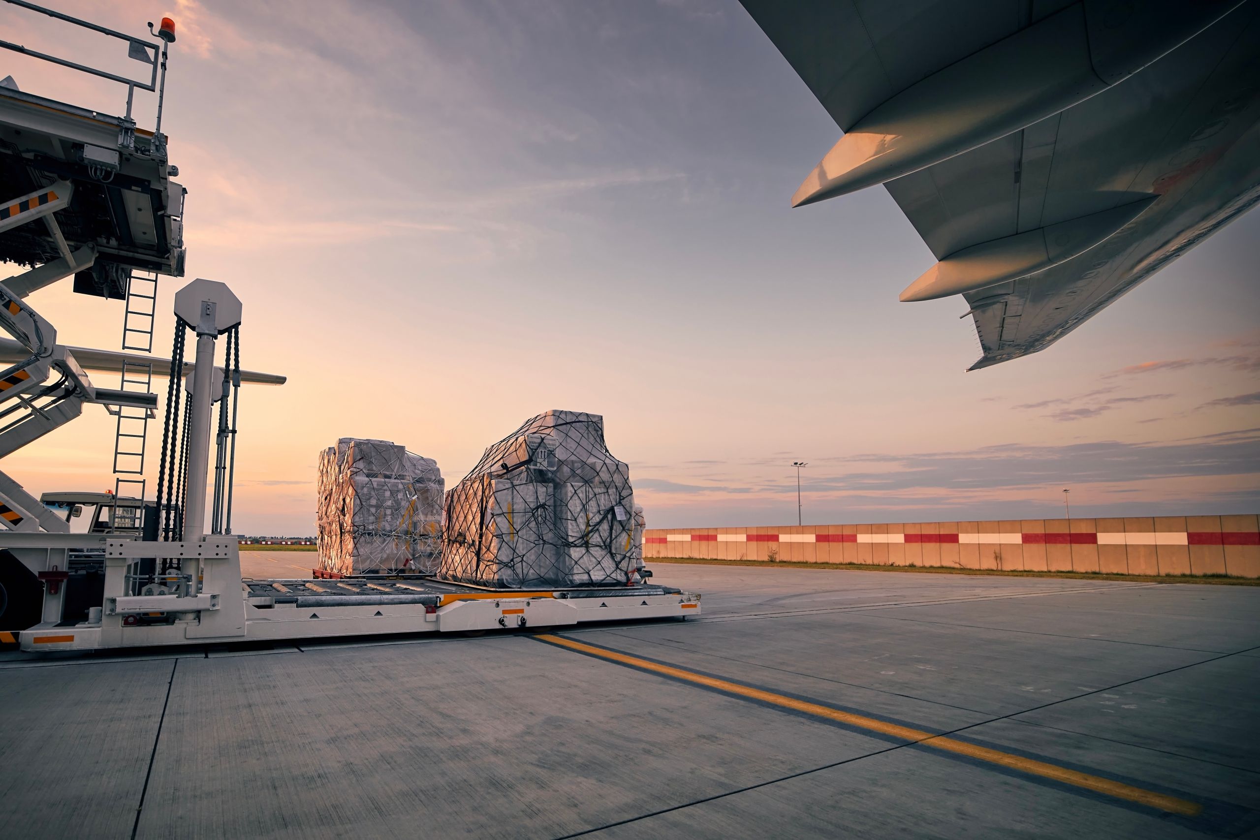 Preparation,Freight,Airplane,Before,Flight.,Loading,Of,Cargo,Containers,To
